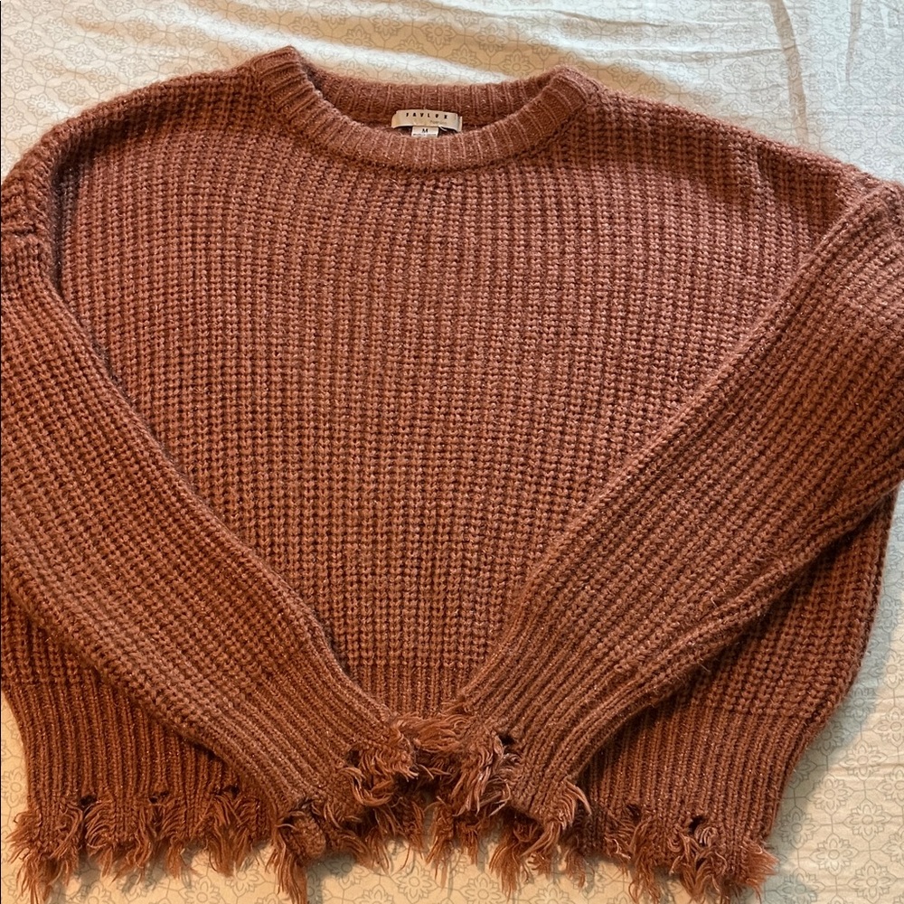 Women's Textured Knit Sweater in Warm Brown